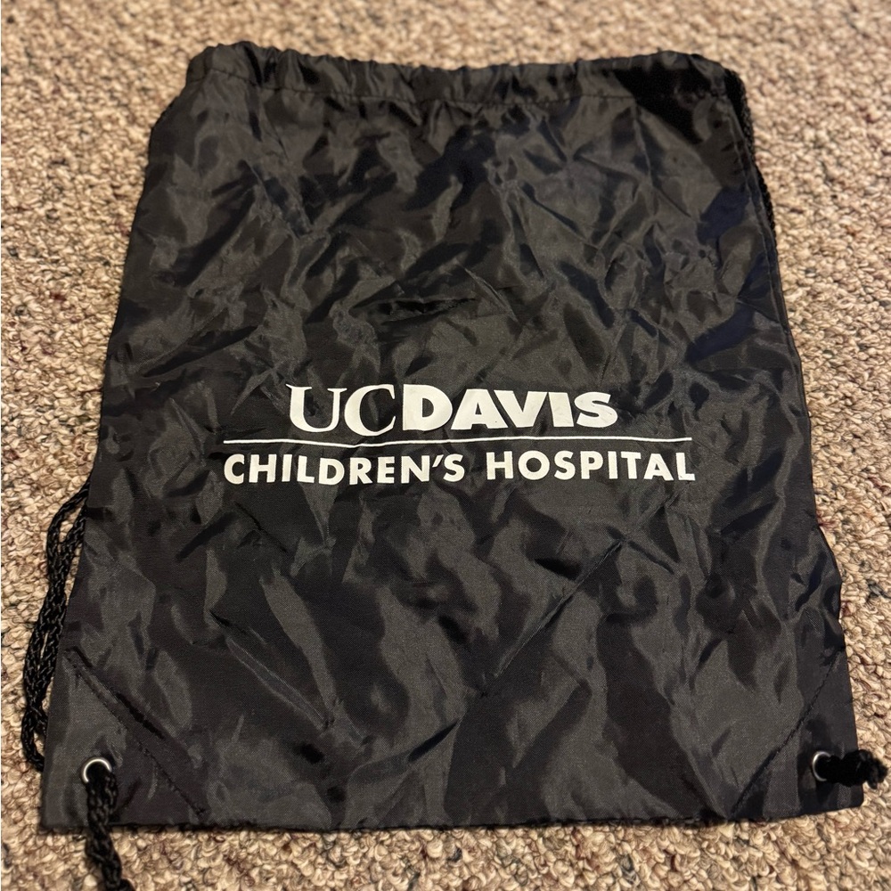 UC Davis Children's Hospital Black Drawstring Bag 13" wide x 16" tall